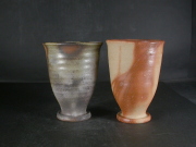 備前焼　登窯　備前焼窯元　小西　陶古　共箱付きビール他グラス２個組１