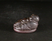 備前焼　登窯　備前焼窯元木村興楽園　１４代木村　長十郎友敬　共箱付き黄ゴマ布袋香合１　