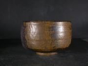 備前焼　穴窯　備前焼ベテラン作家　松嶋　勉　共箱付き黄ゴマ抹茶茶碗１
