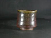 備前焼　登窯　備前市無形文化財　小山　末広　共箱付き黄ゴマぐい呑３