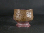 備前焼　登窯　備前焼伝統工芸士　太田　富夫　黄・黒ゴマぐい呑