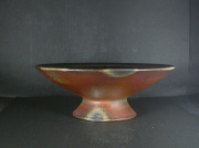 備前焼　登窯　備前焼伝統工芸士　延原　勝志　　２７センチ桟切・黄ゴマ足付き大鉢１