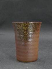 備前焼　登窯　備前焼窯元陶正園　木村　陶峰　大振りな黄ゴマビール他グラス３