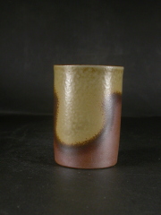 備前焼　登窯　備前焼中堅作家　木村　隆明　黄ゴマビール他グラス１