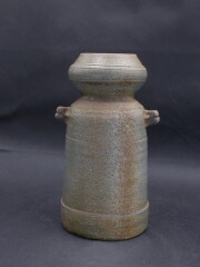 備前焼　登窯　備前焼中堅作家　藤森　陶志　共箱付き黄・青ゴマ耳付き花入１