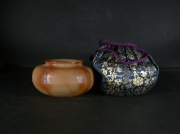 備前焼　備前焼窯元陶正園　木村　陶峰　共箱・仕覆付き緋襷大海茶入１