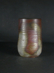 備前焼　登窯　備前焼物故作家　浮田　曙　大振りな桟切・黄ゴマビール他グラス１