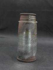 処分品　備前焼　登窯　備前焼窯元陶正園　木村　陶峰　共箱付き桟切・黄ゴマ花入２