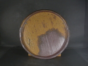 備前焼　登窯　備前焼中堅作家　稲荷　作　２４．５センチ黄ゴマ叩き皿２