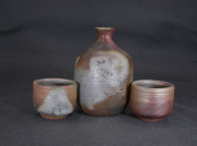 備前焼　登窯　備前焼窯元　松園　共箱付き桟切酒器セット３
