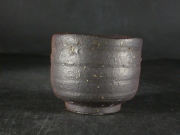 備前焼　登窯　備前焼物故作家　小川　秀蔵　共箱付き黒ゴマぐい呑１