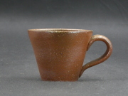 処分品　備前焼　穴窯　作者不詳　黄ゴマコーヒーカップ１