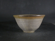 備前焼　備前焼中堅作家　竹内　靖之（山本）　最新作金彩・青緋襷・焦げ茶のゴマ青備前飯茶碗２