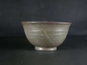 備前焼　備前焼中堅作家　竹内　靖之（山本）　最新作金彩・青緋襷・焦げ茶のゴマ青備前飯茶碗２