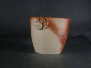 備前焼　備前焼中堅作家　竹内　靖之（山本）　最新作蟹付き緋襷フリーカップ１９