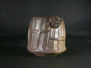 備前焼　登窯　備前焼中堅作家　竹内　靖之（山本）　最新作蟹付き金彩・黄ゴマフリーカップ１１