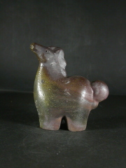 月間特価品　備前焼　登窯　備前焼中堅作家　竹内　靖之（山本）　最新作今年の干支黄ゴマ馬置物１