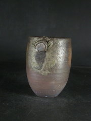 備前焼　備前焼中堅作家　竹内　靖之（山本）　最新作蟹付き黄ゴマビール他グラス１２