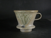 備前焼　登窯　備前焼中堅作家　竹内　靖之（山本）　最新作青ゴマ青備前コーヒードリッパー２