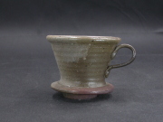 備前焼　登窯　備前焼中堅作家　竹内　靖之（山本）　最新作黄ゴマ青備前コーヒードリッパー２