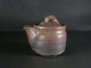 月間特価品　備前焼　登窯　備前焼中堅作家　竹内　靖之（山本）　最新作窯変竹節摘み宝瓶２