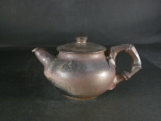 月間特価品　備前焼　登窯　備前焼中堅作家　竹内　靖之（山本）　最新作金彩・黄ゴマ竹節後ろ手宝瓶４