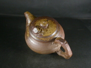 備前焼　登窯　備前焼中堅作家　竹内　靖之（山本）　最新作竹節手蟹付き黄ゴマ後ろ手宝瓶４