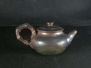 月間特価品　備前焼　登窯　備前焼中堅作家　竹内　靖之（山本）　最新作竹節手黄ゴマ後ろ手宝瓶４