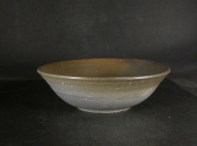 備前焼　備前焼中堅作家　竹内　靖之（山本）　１９．５センチ最新作金彩・黄ゴマ青備前浅鉢１