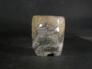 備前焼　登窯　備前焼中堅作家　竹内　靖之（山本）　最新作面取り・鎬金彩・窯変青備前ぐい呑１９