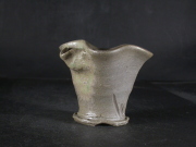 処分品　備前焼　登窯　備前焼中堅作家　竹内　靖之（山本）　最新作黄ゴマ青備前片口ぐい呑２１