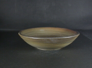 備前焼　登窯　備前焼中堅作家　竹内　靖之（山本）　最新作１８．５センチ金彩・黄ゴマ青備前深皿１８