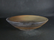 備前焼　登窯　備前焼中堅作家　竹内　靖之（山本）　最新作１９センチ金彩・黄ゴマ深皿２６