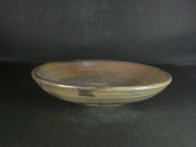 備前焼　登窯　備前焼中堅作家　竹内　靖之（山本）　最新作１９．５センチ金彩・黄ゴマ青備前深皿２６