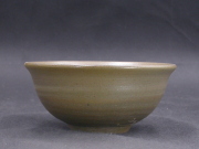 備前焼　備前焼中堅作家　竹内　靖之（山本）　最新作金彩・焦げ茶のゴマ青備前飯茶碗３