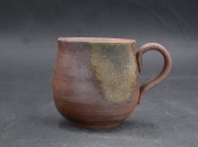 備前焼　備前焼中堅作家　竹内　靖之（山本）　最新作黄ゴマ緋手付きカップ９