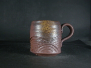 備前焼　登窯　備前焼中堅作家　竹内　靖之（山本）　最新作黄ゴマ削り手付きカップ１０