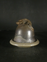 処分品　難あり　備前焼　登窯　備前焼中堅作家　竹内　靖之（山本）　最新作金彩・窯変龍付き線香立・香炉５