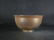 備前焼　備前焼中堅作家　竹内　靖之（山本）　最新作金彩・焦げ茶のゴマ青備前飯茶碗５
