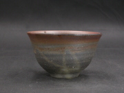 備前焼　備前焼中堅作家　竹内　靖之（山本）　最新作金彩・焦げ茶のゴマ青備前飯茶碗６