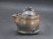 月間特価品　備前焼　登窯　備前焼中堅作家　竹内　靖之（山本）　最新作金彩・黄ゴマ竹節宝瓶５
