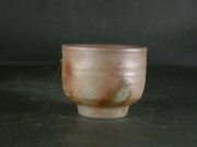 備前焼　登窯　備前焼女流作家　竹内　千恵（山本）　最新作緋襷。桟切ぐい呑３