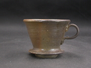 備前焼　登窯　備前焼中堅作家　竹内　靖之（山本）　最新作金彩・焦げ茶ゴマコーヒードリッパー６