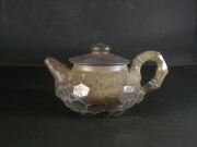 備前焼　登窯　備前焼中堅作家　竹内　靖之（山本）　最新作金彩・黄ゴマ竹節後ろ手面取宝瓶３