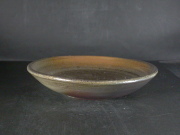 備前焼　登窯　備前焼中堅作家　竹内　靖之（山本）　最新作１９．５センチ金彩・黄ゴマ青備前深皿２９
