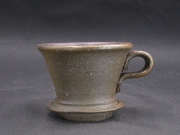 備前焼　備前焼中堅作家　竹内　靖之（山本）　最新作金彩・焦げ茶のゴマコーヒードリッパー７