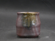 備前焼　登窯　備前焼中堅作家　竹内　靖之（山本）　最新作焦げ茶のゴマ湯呑８