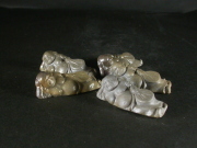 備前焼　備前焼中堅作家　竹内　靖之（山本）　黄ゴマ青備前寝布袋箸置５個組２