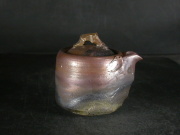 備前焼　登窯　備前焼中堅作家　竹内　靖之（山本）　最新作金彩・窯変竹節摘み宝瓶１