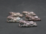 備前焼　備前焼中堅作家　竹内　靖之（山本）　金彩寝布袋箸置５個組３